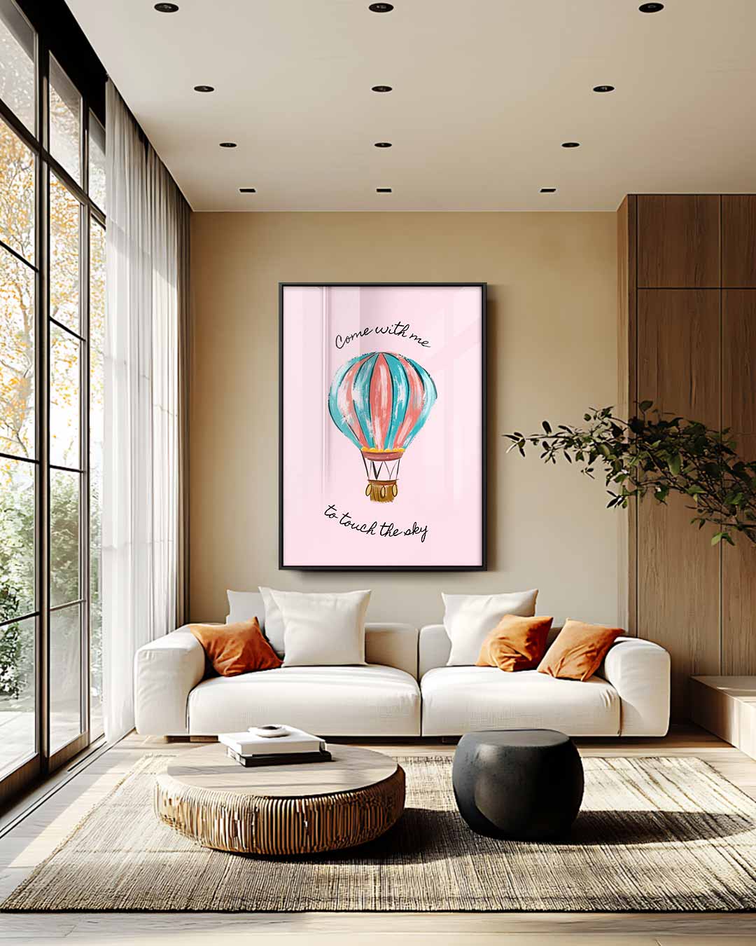 Dromerige Luchtballon Wanddecoratie – staand kunstwerk voor modern interieur