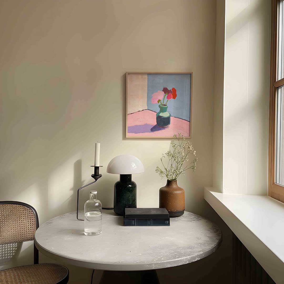 Bloemen in vaas – botanische poster in vierkant formaat