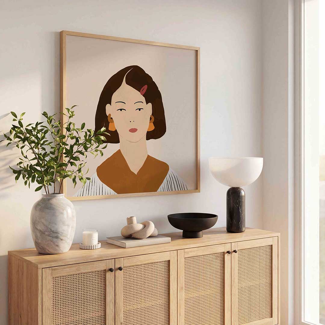 Vrouwelijk portret – illustratie poster in vierkant formaat
