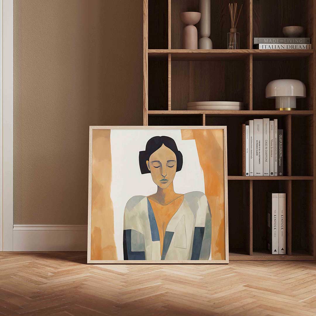 Vrouw met gesloten ogen – portret poster in vierkant formaat