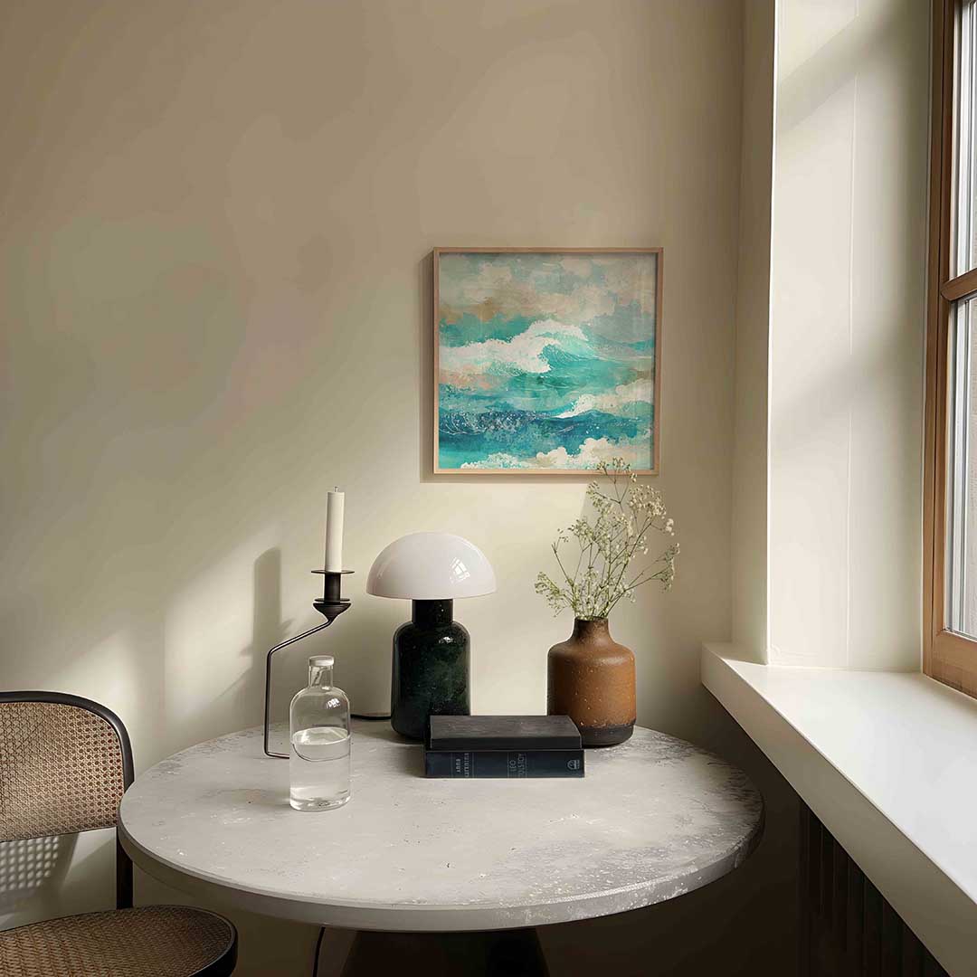 Golven en schuim – abstracte poster in vierkant formaat