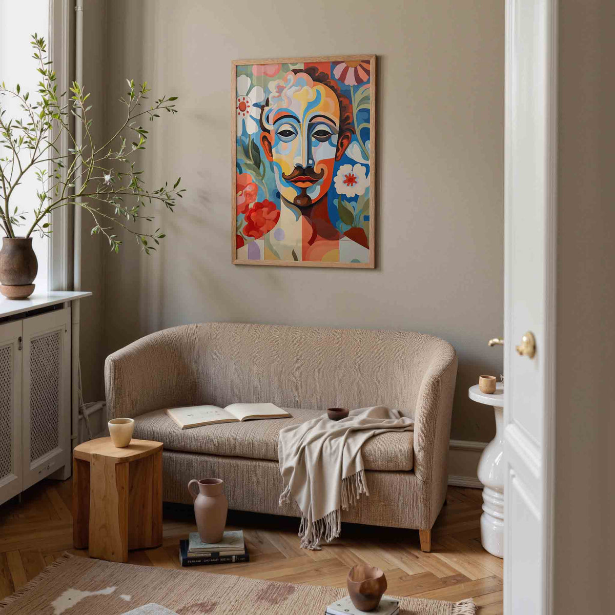 Gezicht met bloemen – botanische poster in staand formaat
