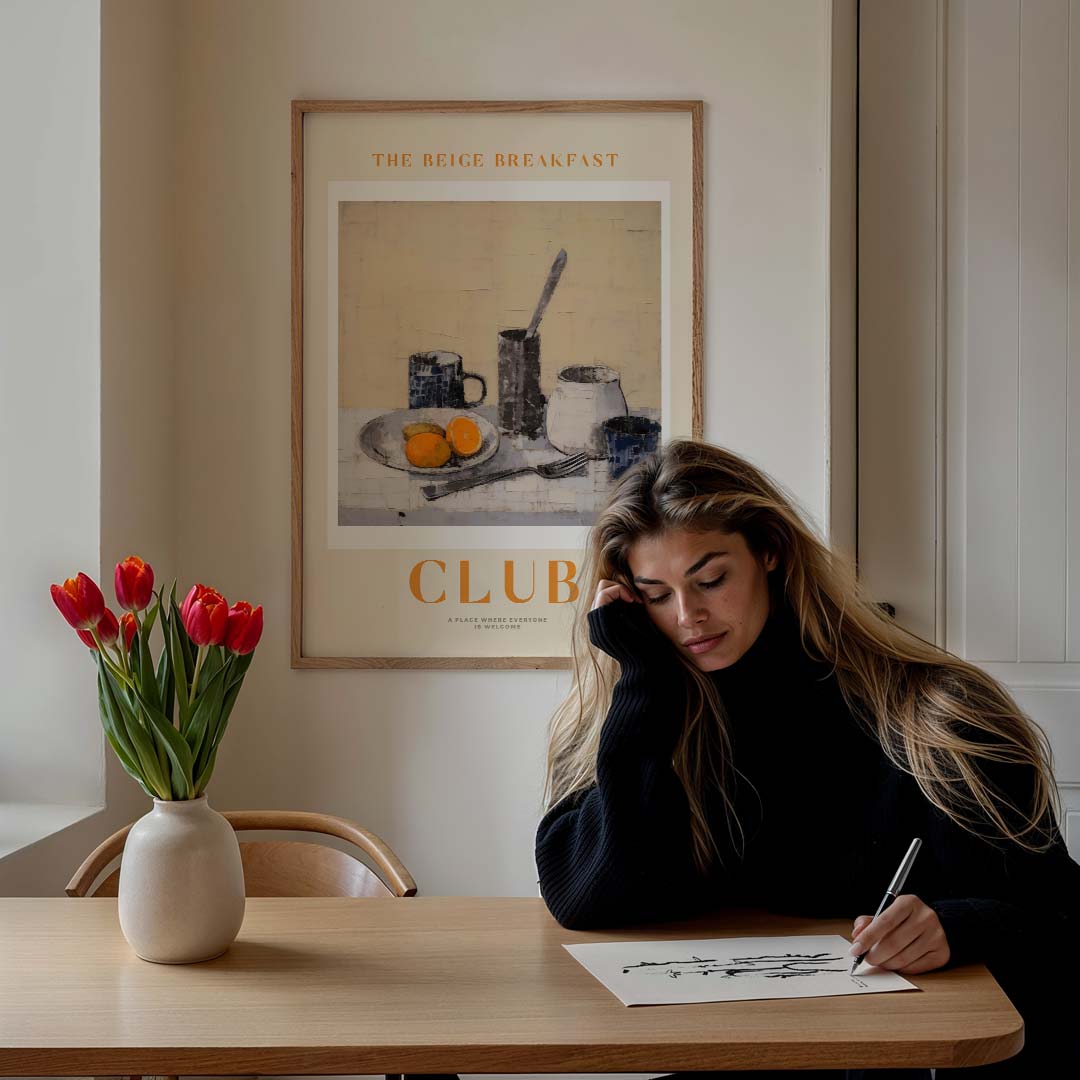 De Beige Ontbijt Club – culinaire wandkunst als portret poster