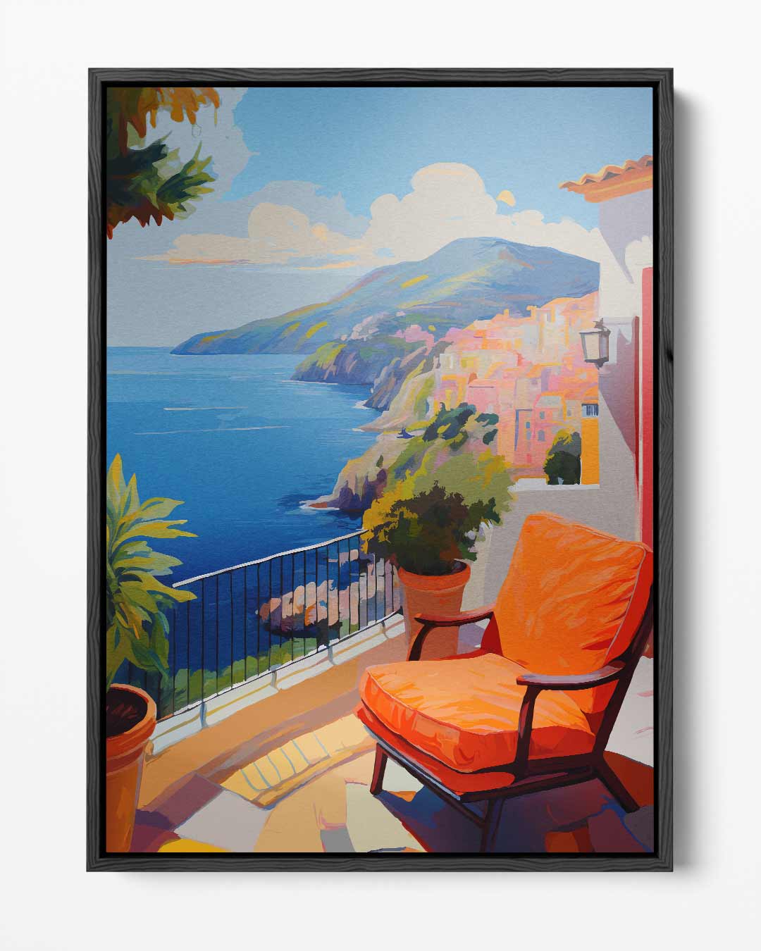 Zonovergoten Terras aan de Kust – portret kunstwerk als wanddecoratie