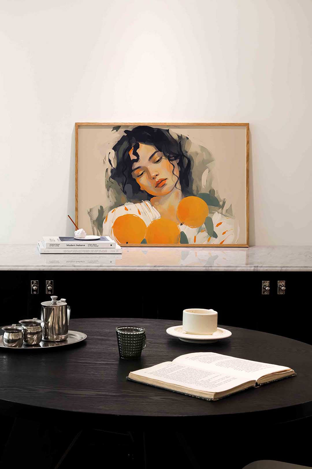 Vrouw met sinaasappels – portret poster in liggend formaat
