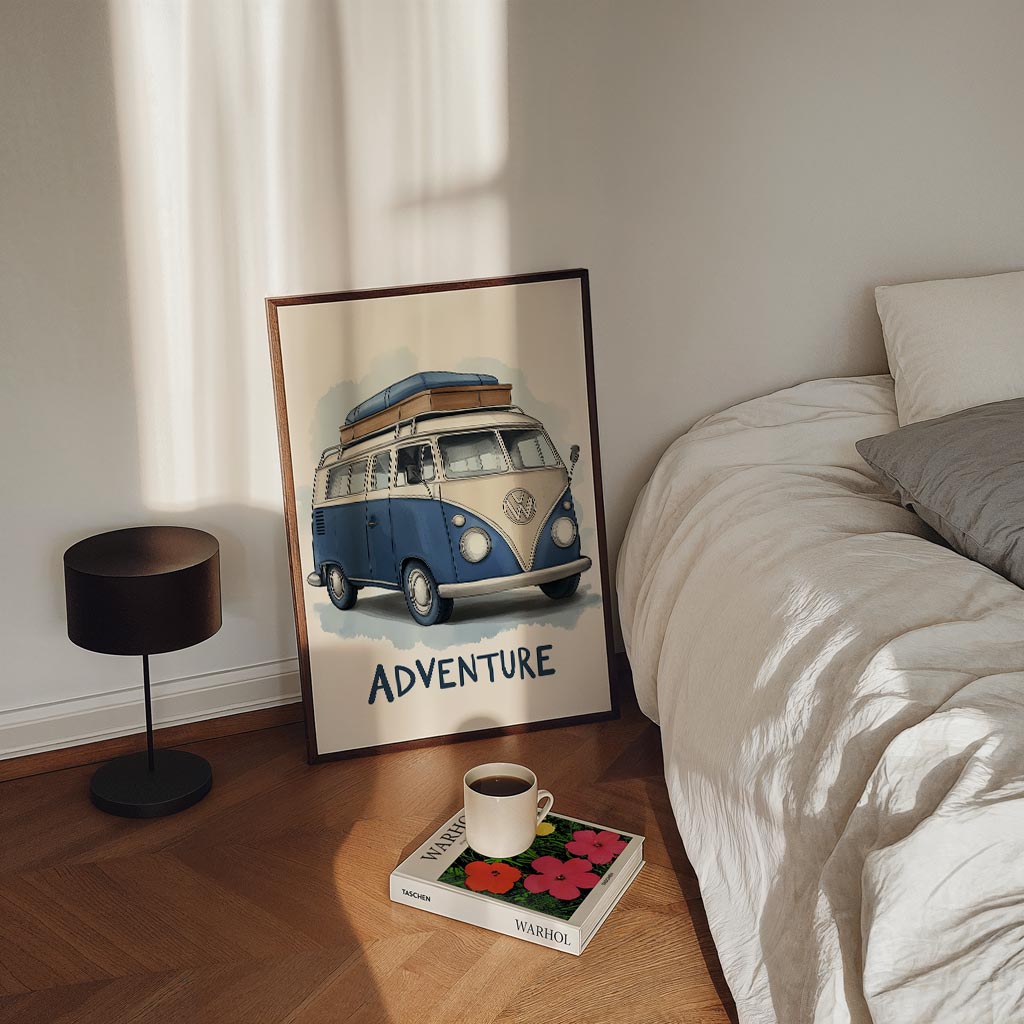 Retro Camper Avontuur – kinderposter in staand formaat