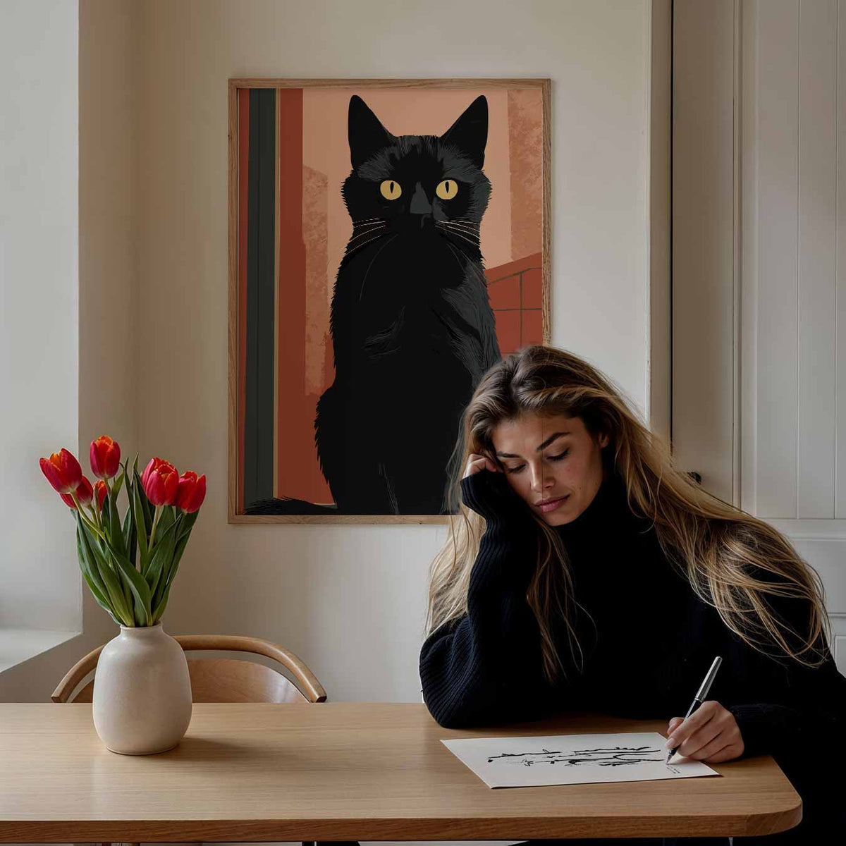 Mystieke Kattenposter – staande dieren wanddecoratie van WallArtistic