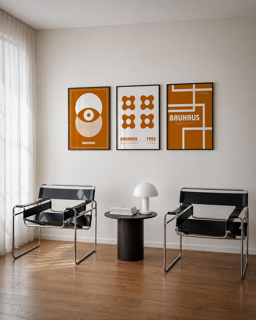 Vormen en vlakken driedelige posterset – deze posterset in drie delen toont een speelse combinatie van cirkels en lijnen in