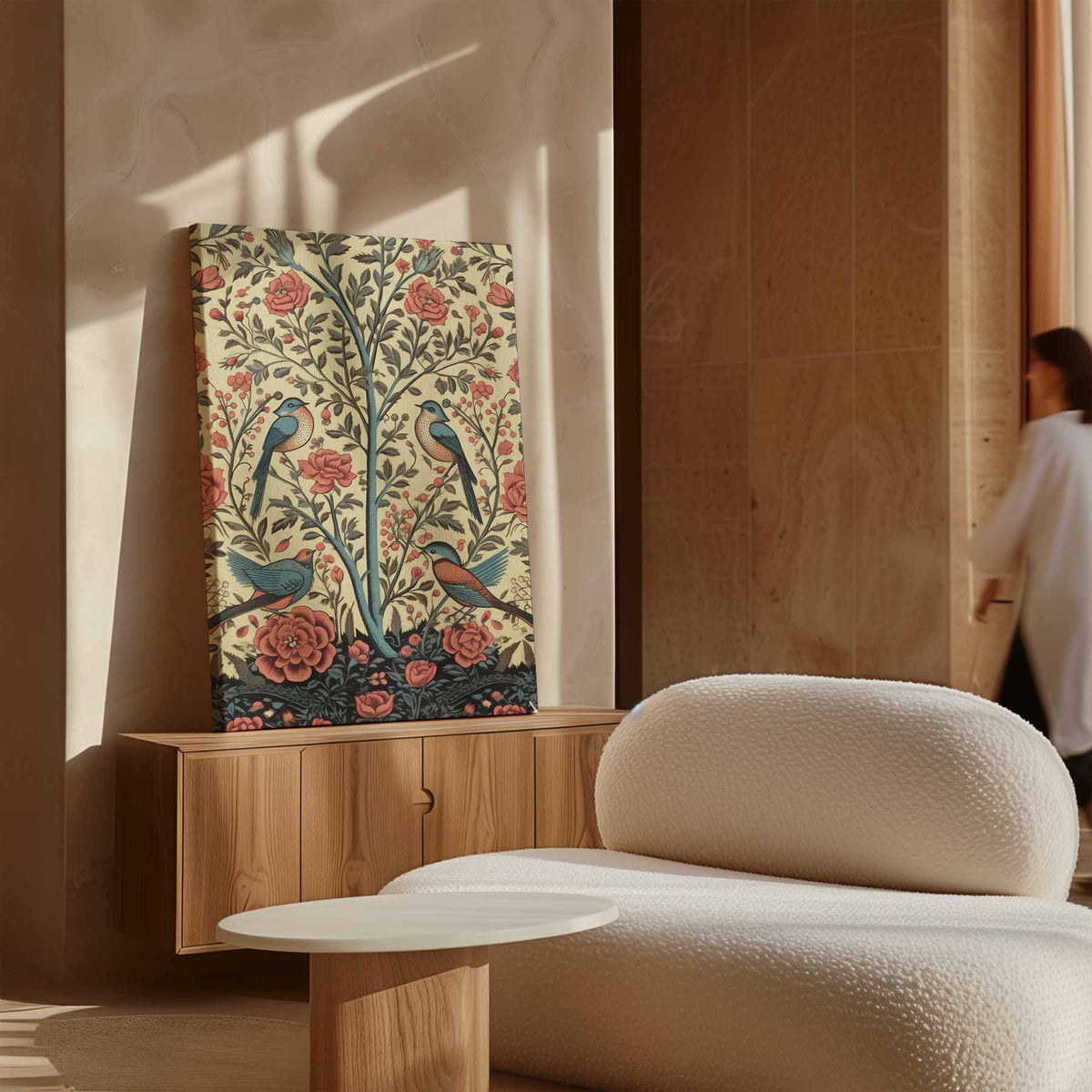 Vliegende Vrienden in Bloemenpracht – kunstwerk met zwarte baklijst