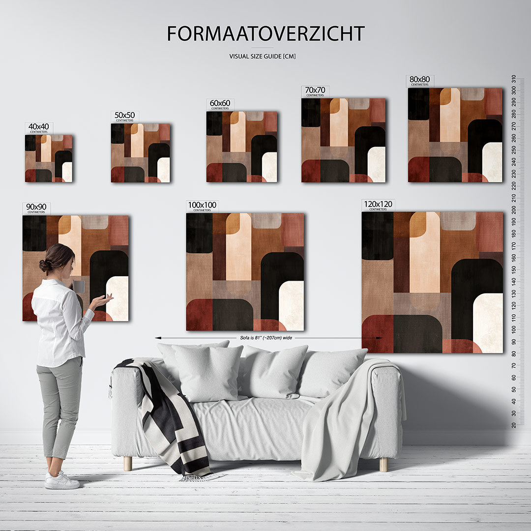 Geometrische vormen compositie kunstwerk – materiaalweergave – dit werk toont een dynamische compositie van overlappende
