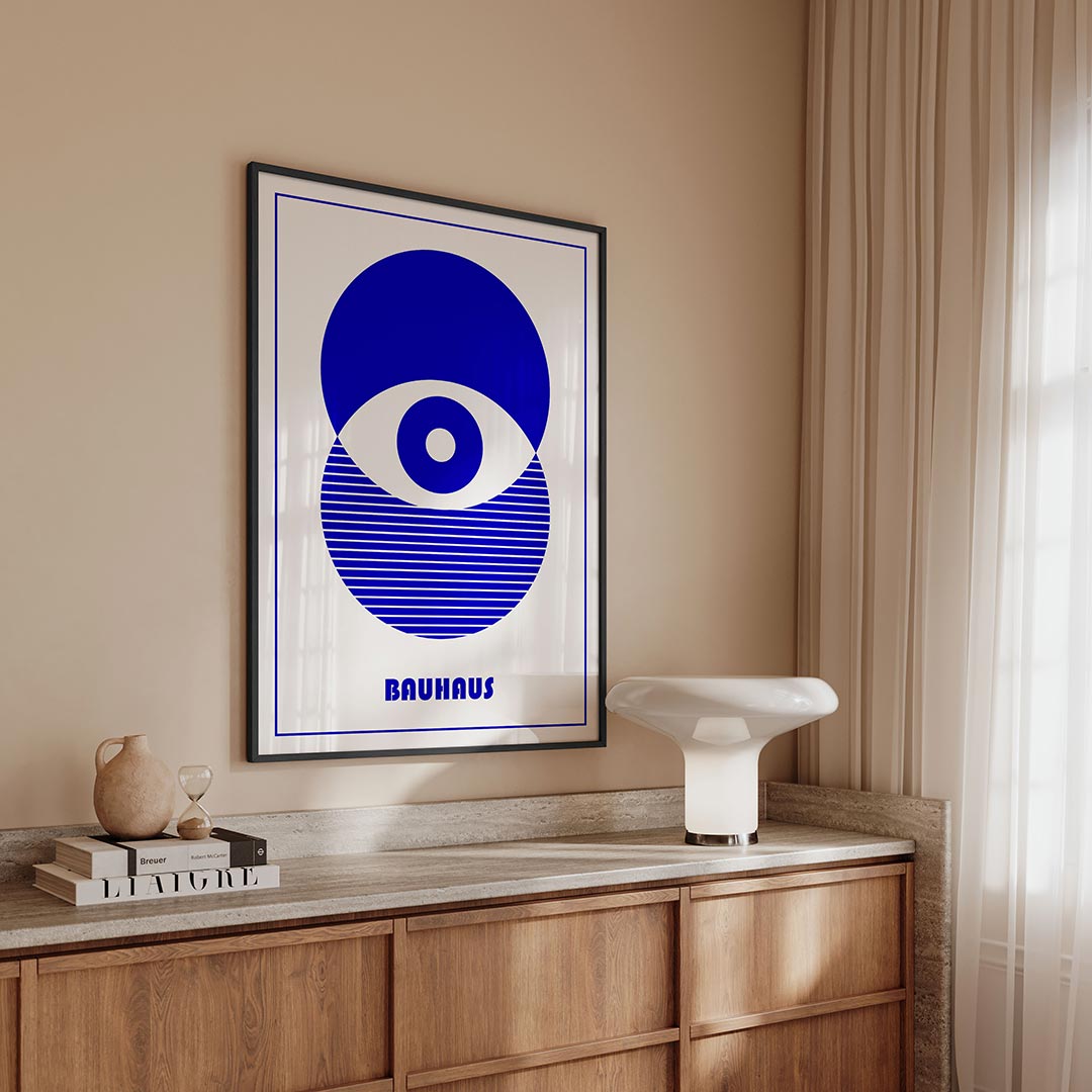Cirkel en lijnen – geometrische Bauhaus poster in staand formaat