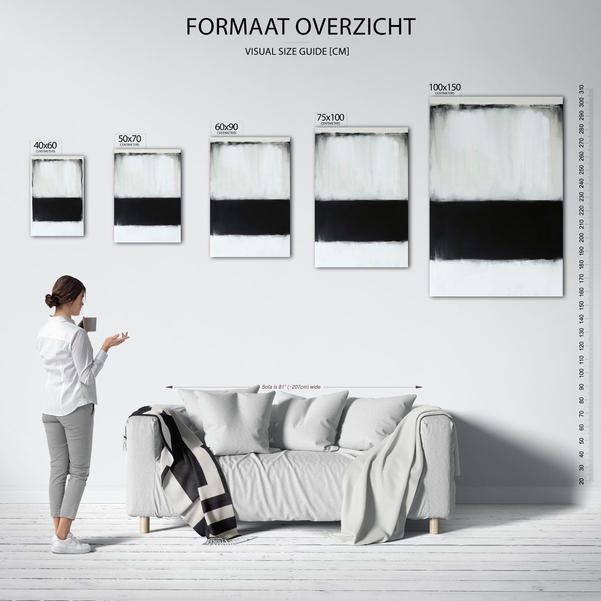 Eenvoudige kleurvlakken – staand wanddecoratie kunstwerk