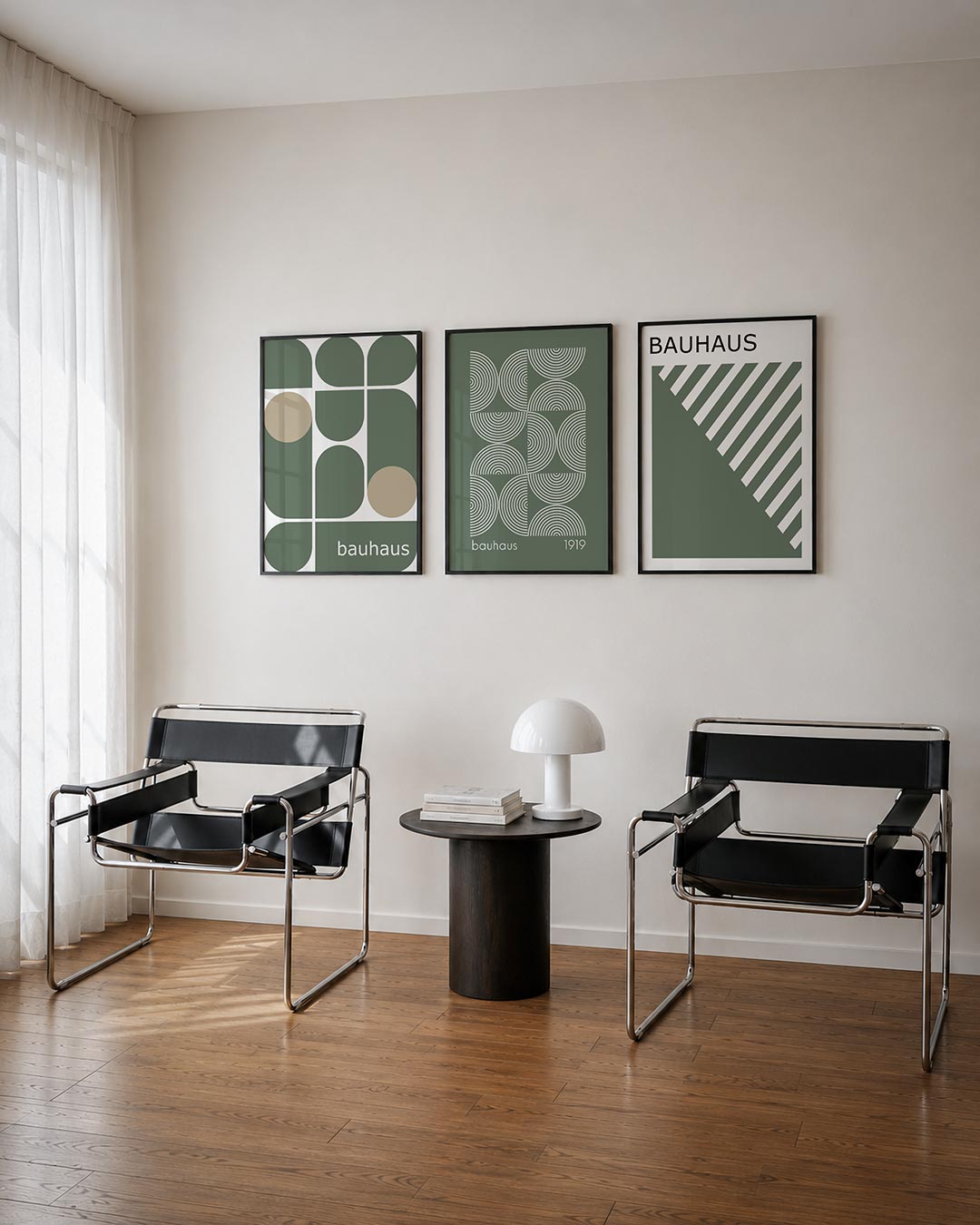 Vorm en balans posterset – tweede productweergave – deze posterset in drie delen toont een spel van halve cirkels en
