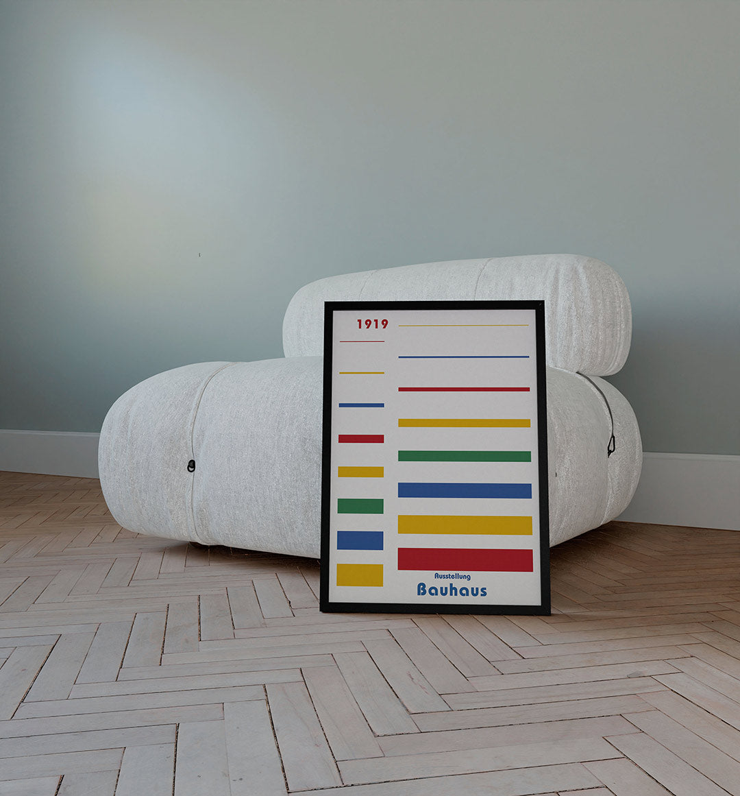 Lijnen en kleurvlakken – staande Bauhaus poster voor aan de muur