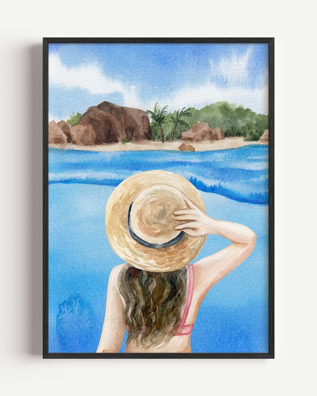 Vrouw bij Zee – zeedieren portret poster als wanddecoratie