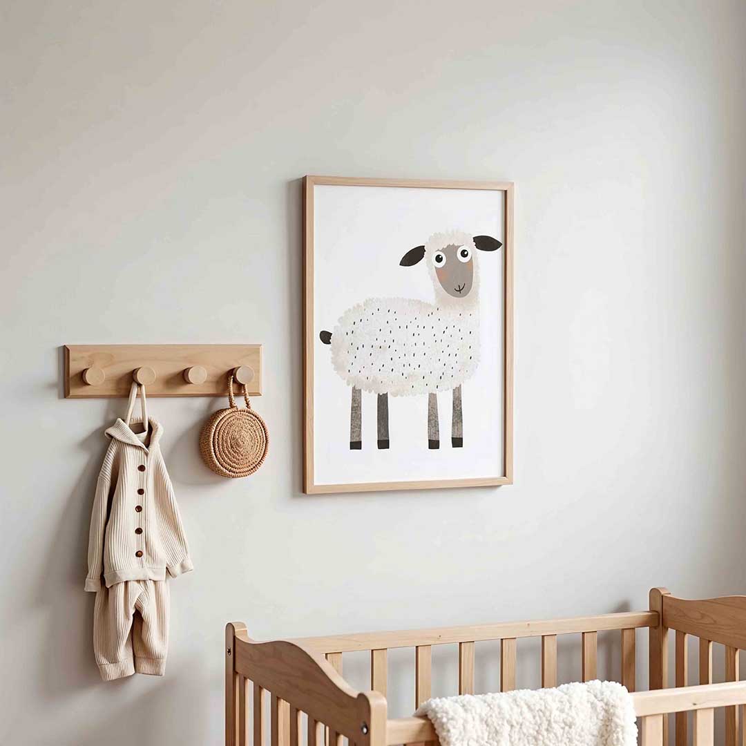 Schattig schaap – kinderposter in staand formaat