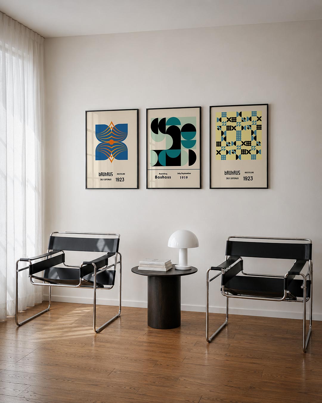 Kleur en lijnenspel posterset – derde productweergave – deze posterset in drie delen toont een dynamisch lijnenspel met