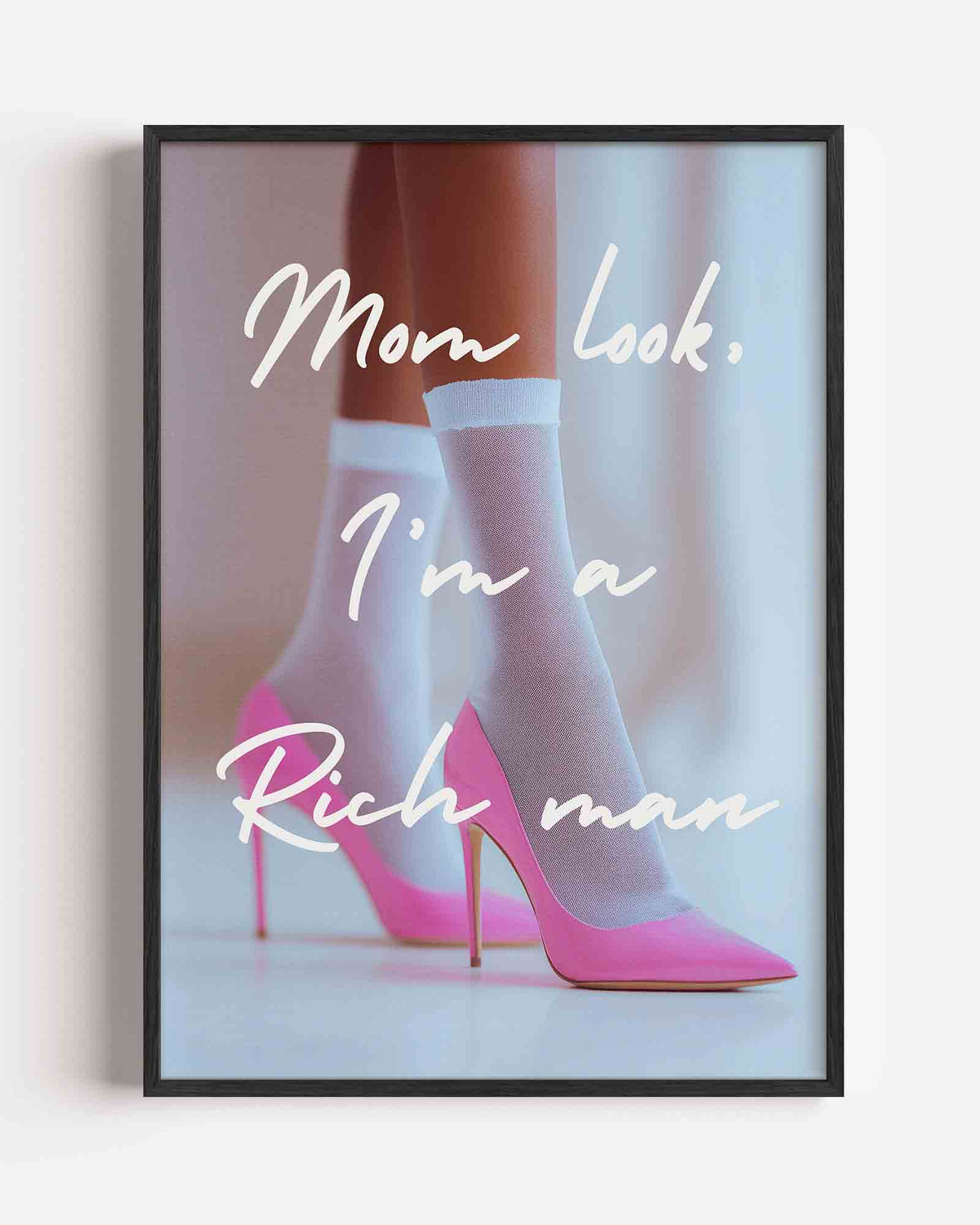 Roze hakken en tekst – Pop Art portret poster als wanddecoratie