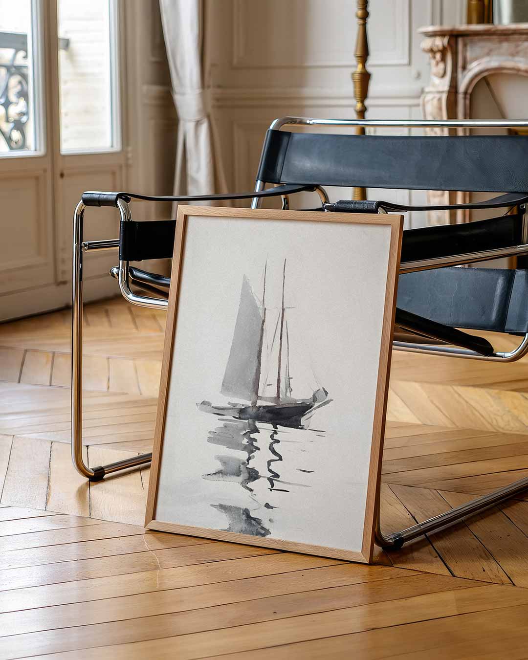 Zeilschip Silhouet – klassieke wandkunst als portret poster