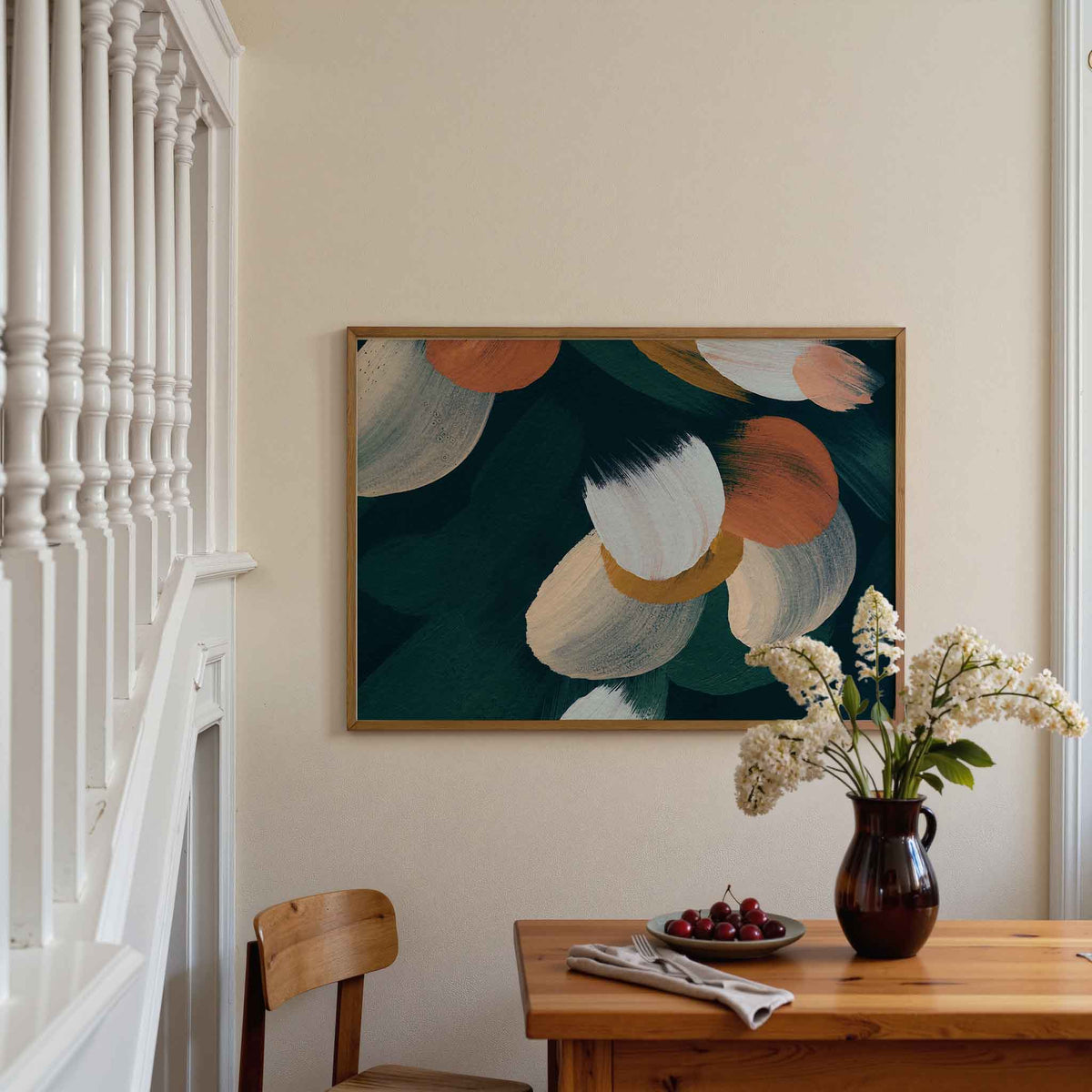 Abstracte penseelstreken – artistieke poster in liggend formaat