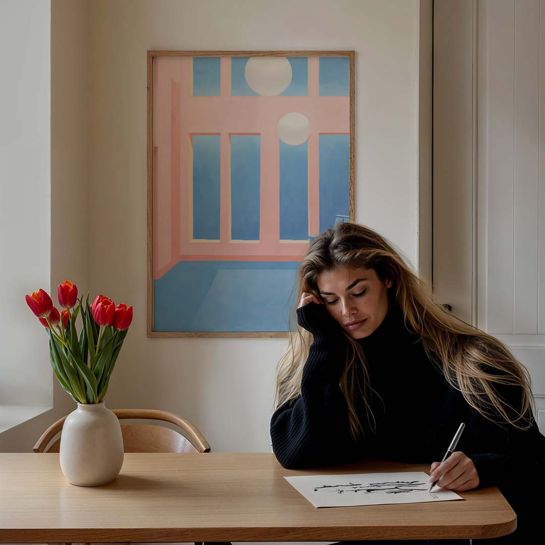 Moderne Pastel Interieur – staande verfijnde wanddecoratie van WallArtistic