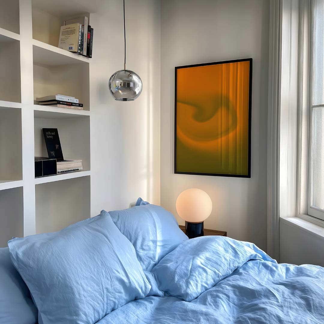 Mystieke Oranjedroom – staande kleurrijke abstracte wanddecoratie van WallArtistic
