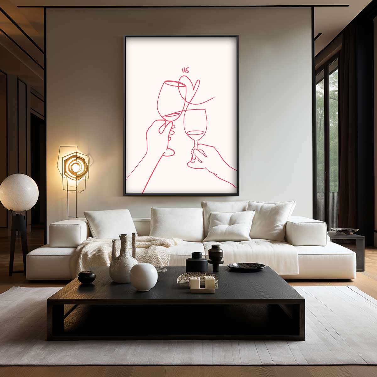 Romantische Toast Illustratie – modern portret kunstwerk van WallArtistic