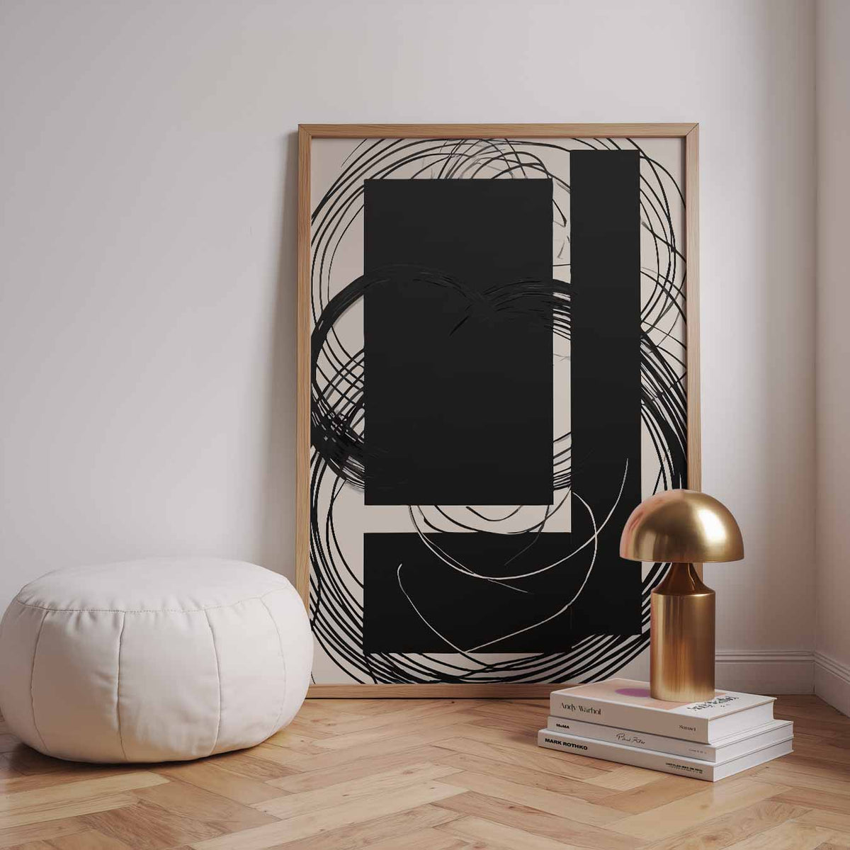 Abstracte Chaos in Zwart – staande kleurrijke abstracte wanddecoratie van WallArtistic