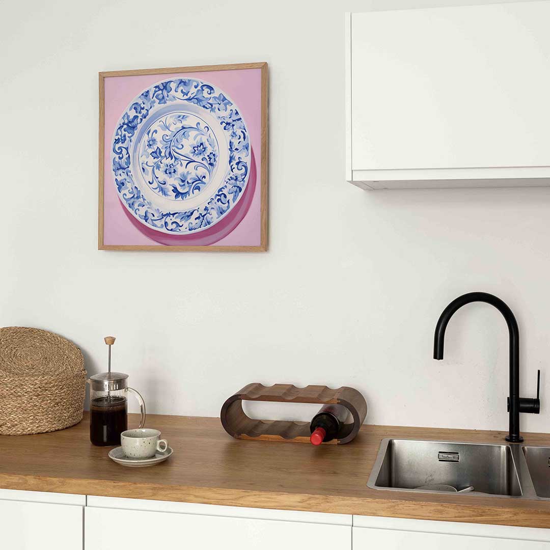 Blauw wit bord – keukenposter in vierkant formaat