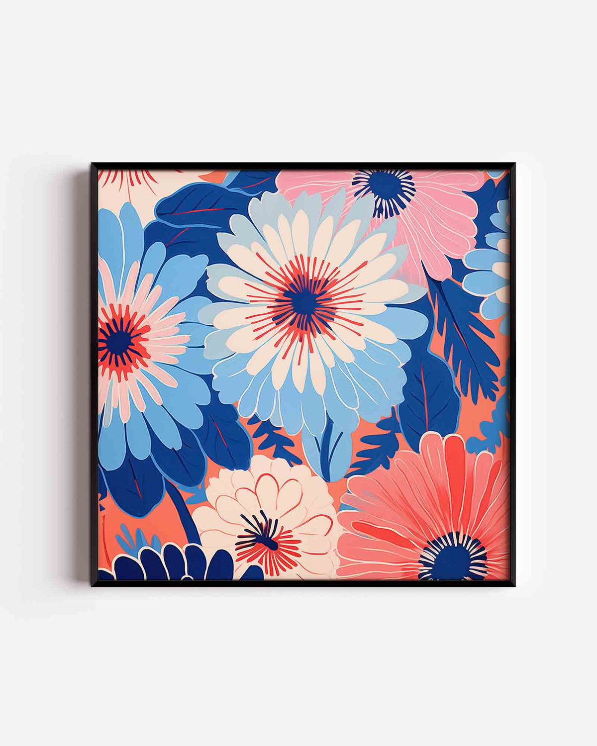 Bloemen en bladeren – bloemen vierkante poster als wanddecoratie