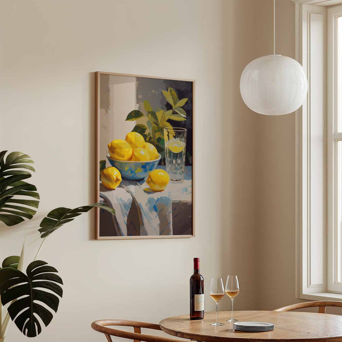 Zonnige Citroentafel – keukenposter in staand formaat