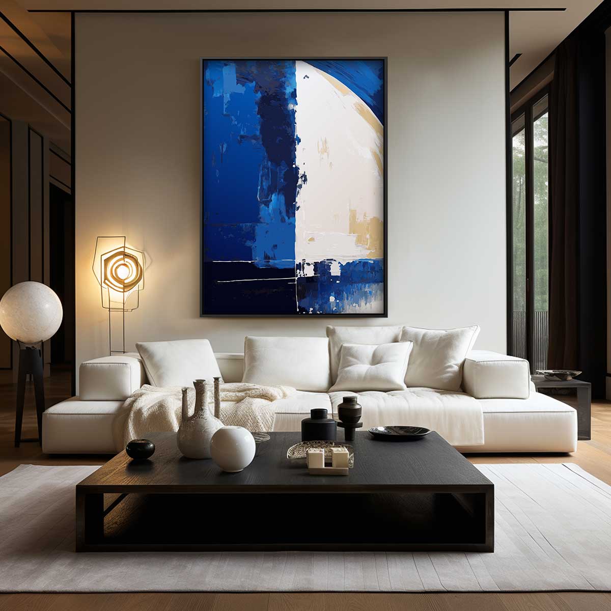 Blauwe Abstracte Harmonie – modern portret kunstwerk van WallArtistic