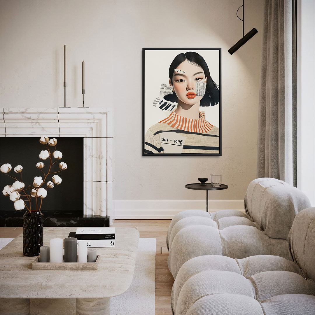 Vrouwelijk portret collage – staand wanddecoratie kunstwerk