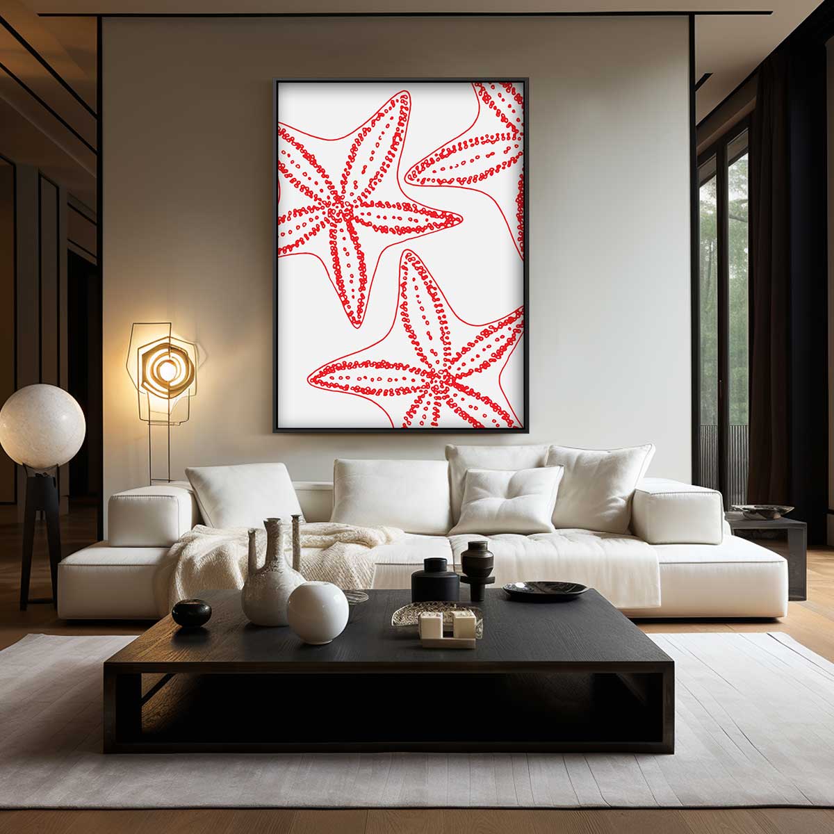 Sterren van de Zee – kunstwerk met zwarte baklijst