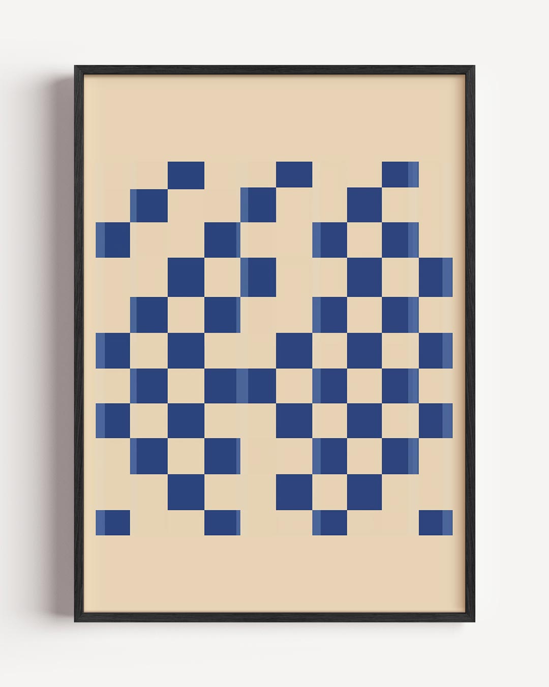 Stijlvolle Blauw-Ruit Kunstposter – moderne portret poster als wanddecoratie