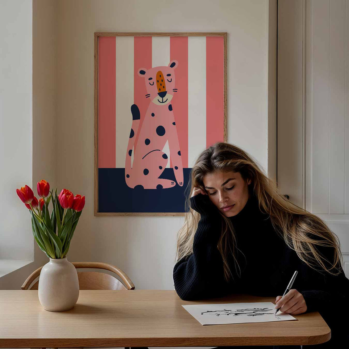 Schattige Luipaard – staande muurposter voor de kinderkamer
