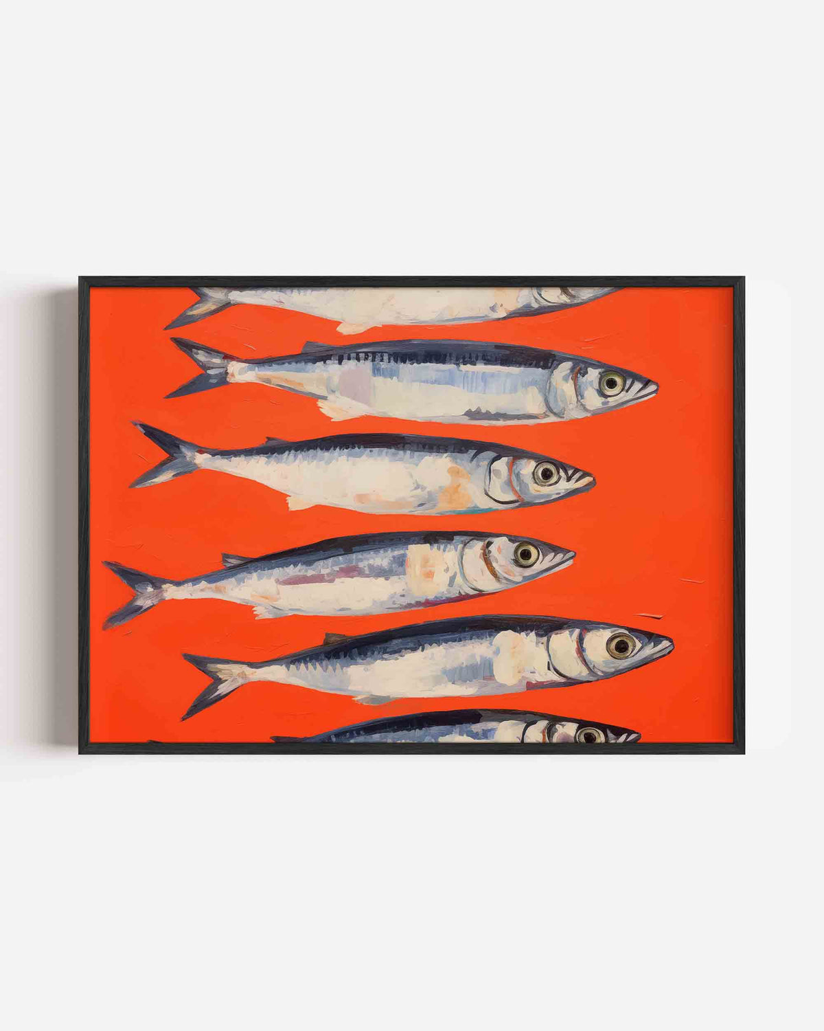 Vissen op oranje – keuken landscape poster als wanddecoratie