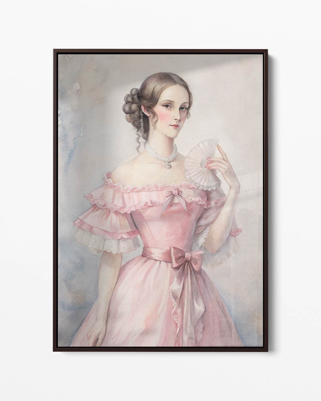 Elegantie in Roze – portret kunstwerk als wanddecoratie