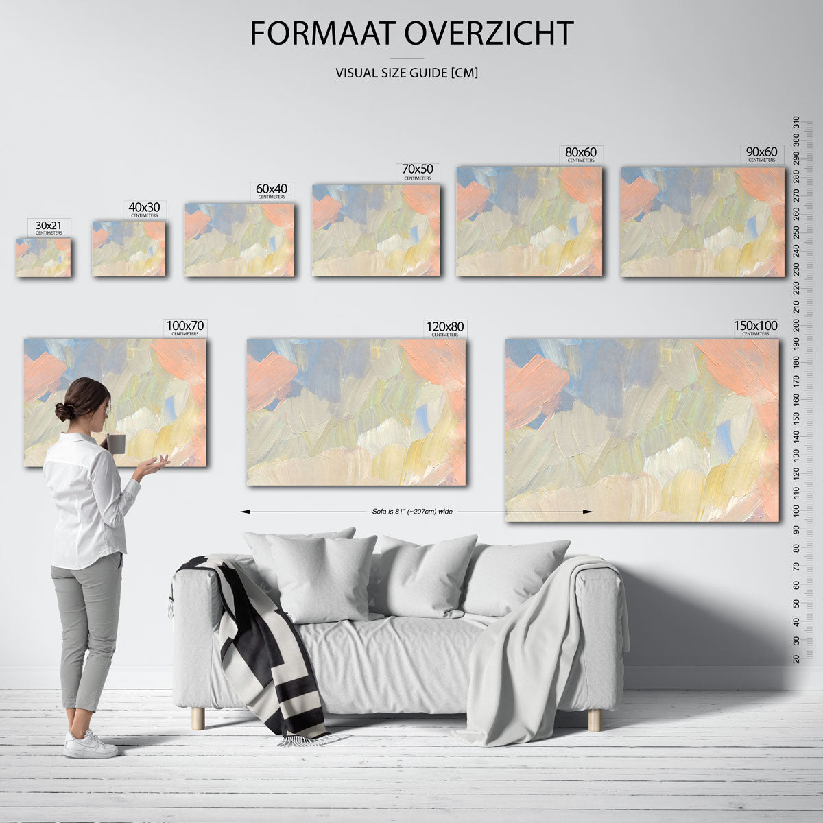 Abstracte penseelstreken – liggende muurposter met artistieke uitstraling