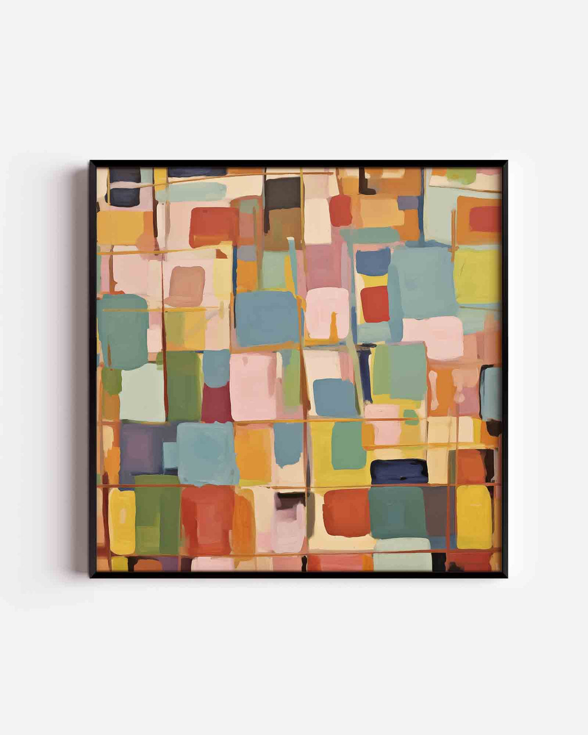 Gekleurde vlakken – abstracte vierkante poster als wanddecoratie