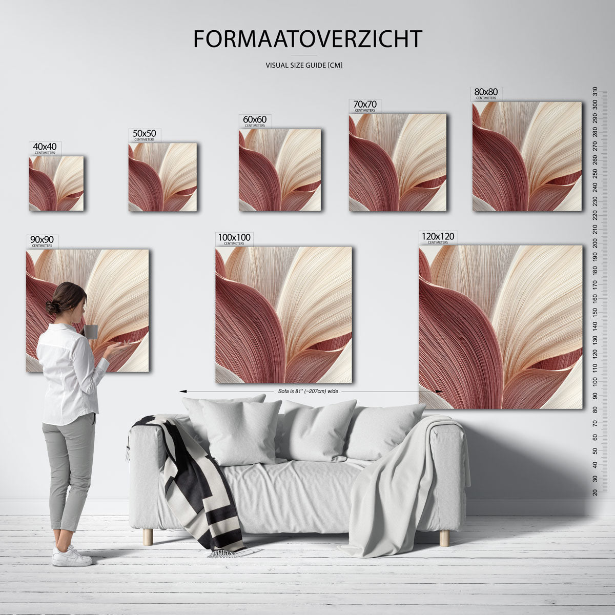 Abstracte golvende lijnen – vierkante muurposter met abstracte vormen