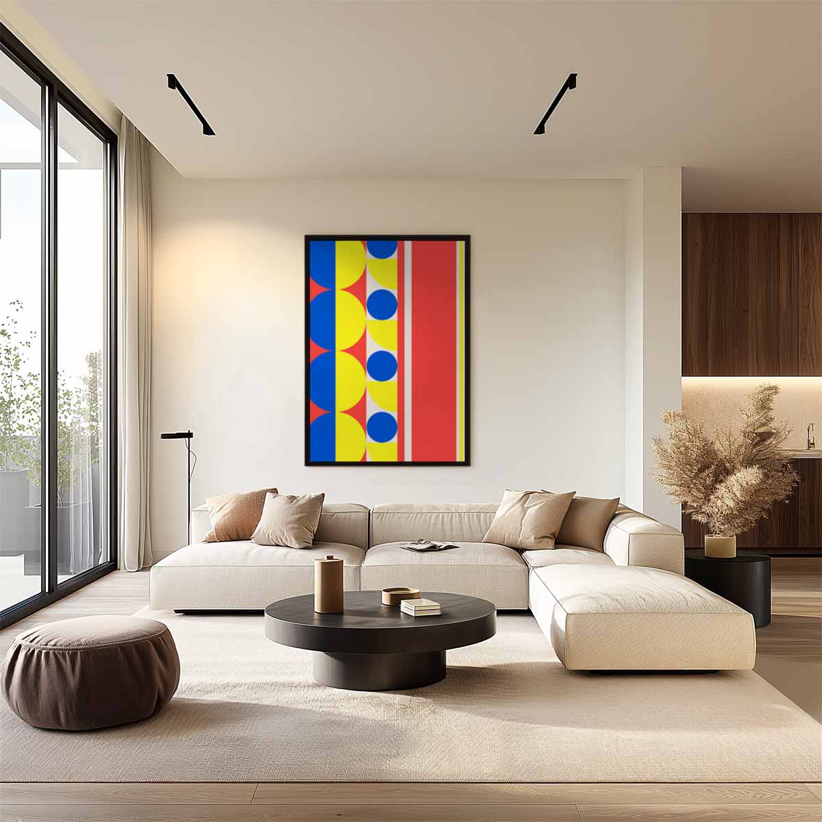 Kleurrijke Geometrische Abstractie – plexiglas wanddecoratie in portret formaat