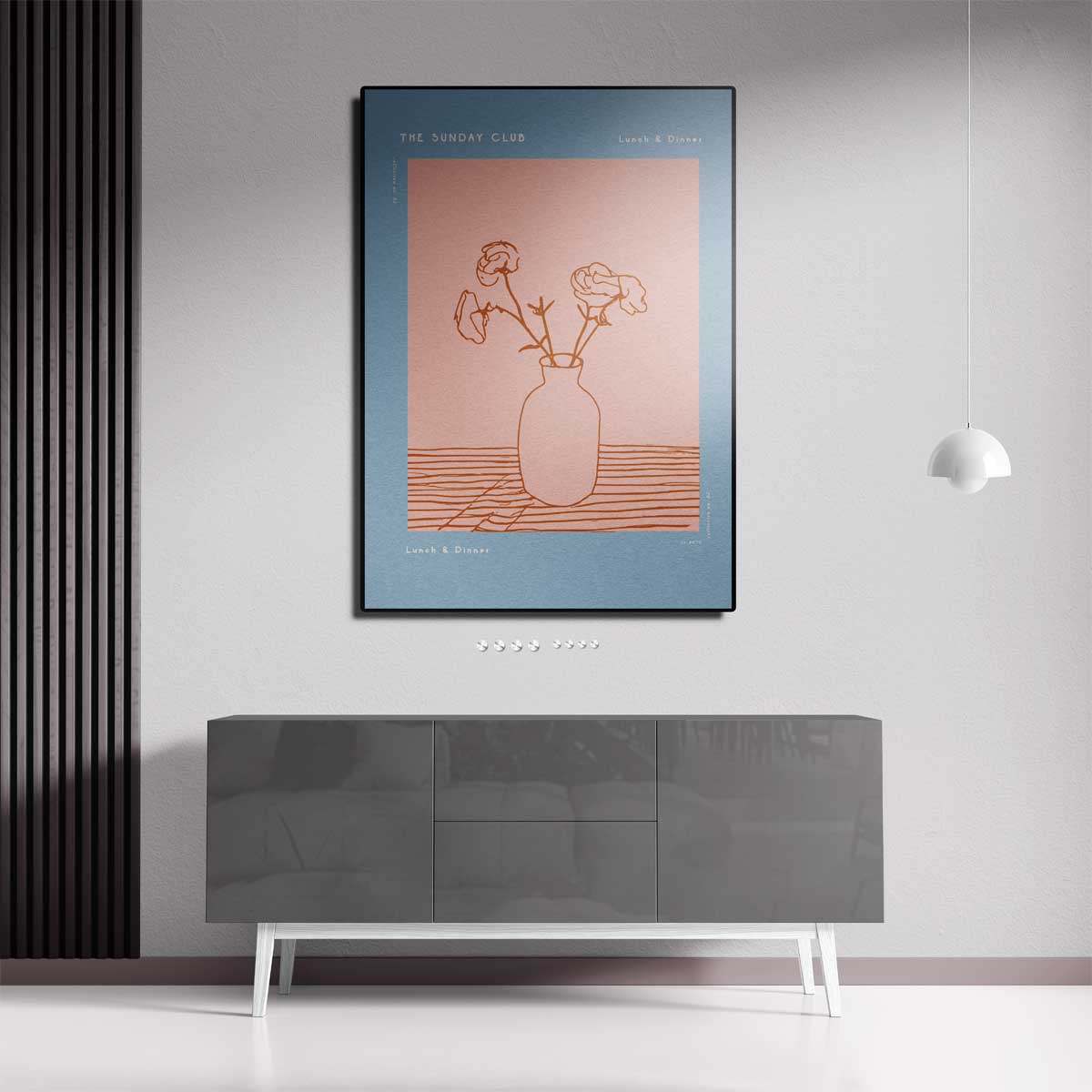 Eenvoudige Bloemenvaas – canvas kunstwerk als wanddecoratie