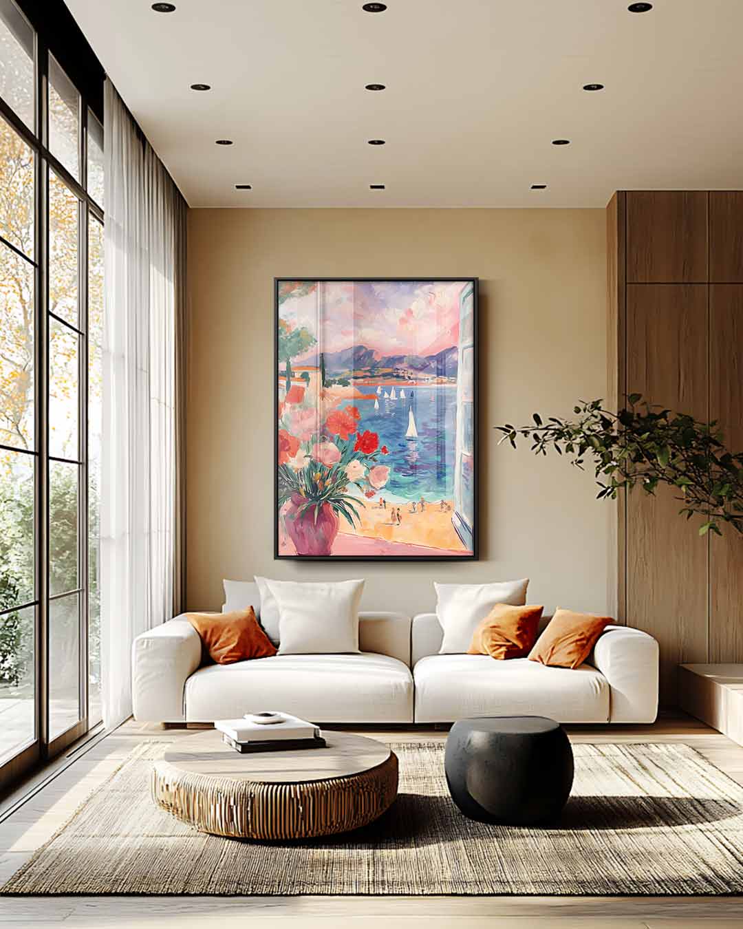 Uitzicht op een Mediterraan Paradijs – plexiglas wanddecoratie in portret formaat