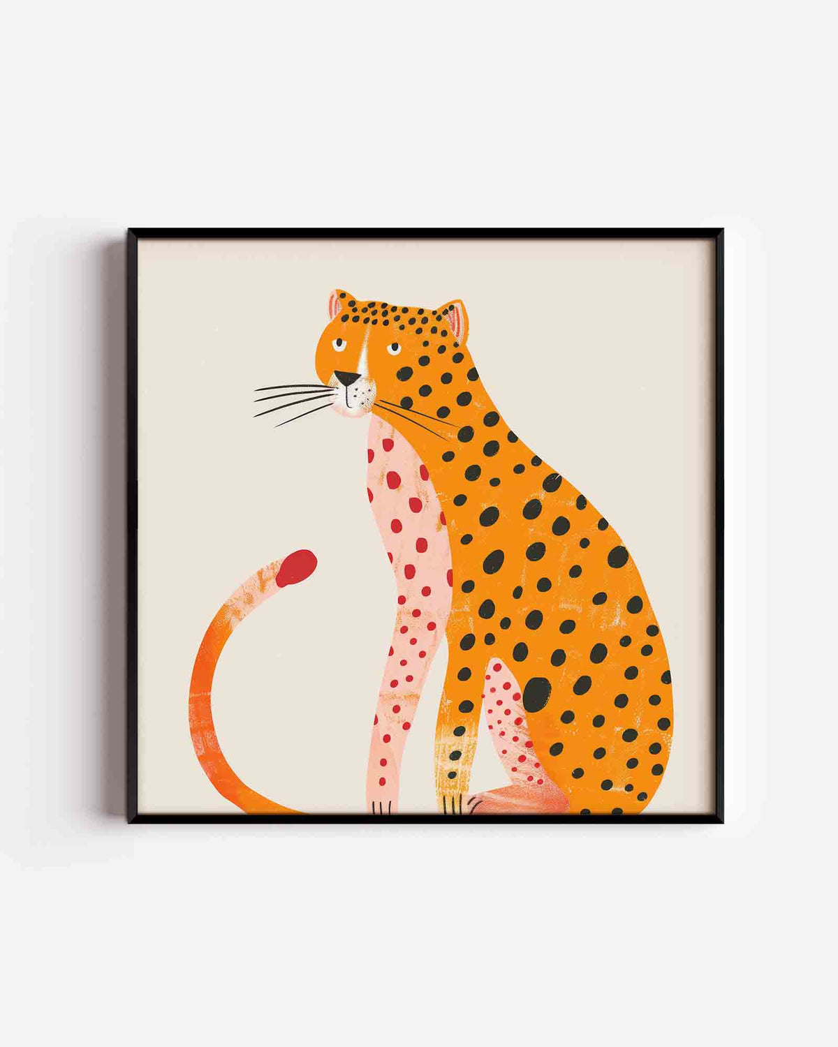 Luipaard met stippen – vierkante kinderposter als wanddecoratie