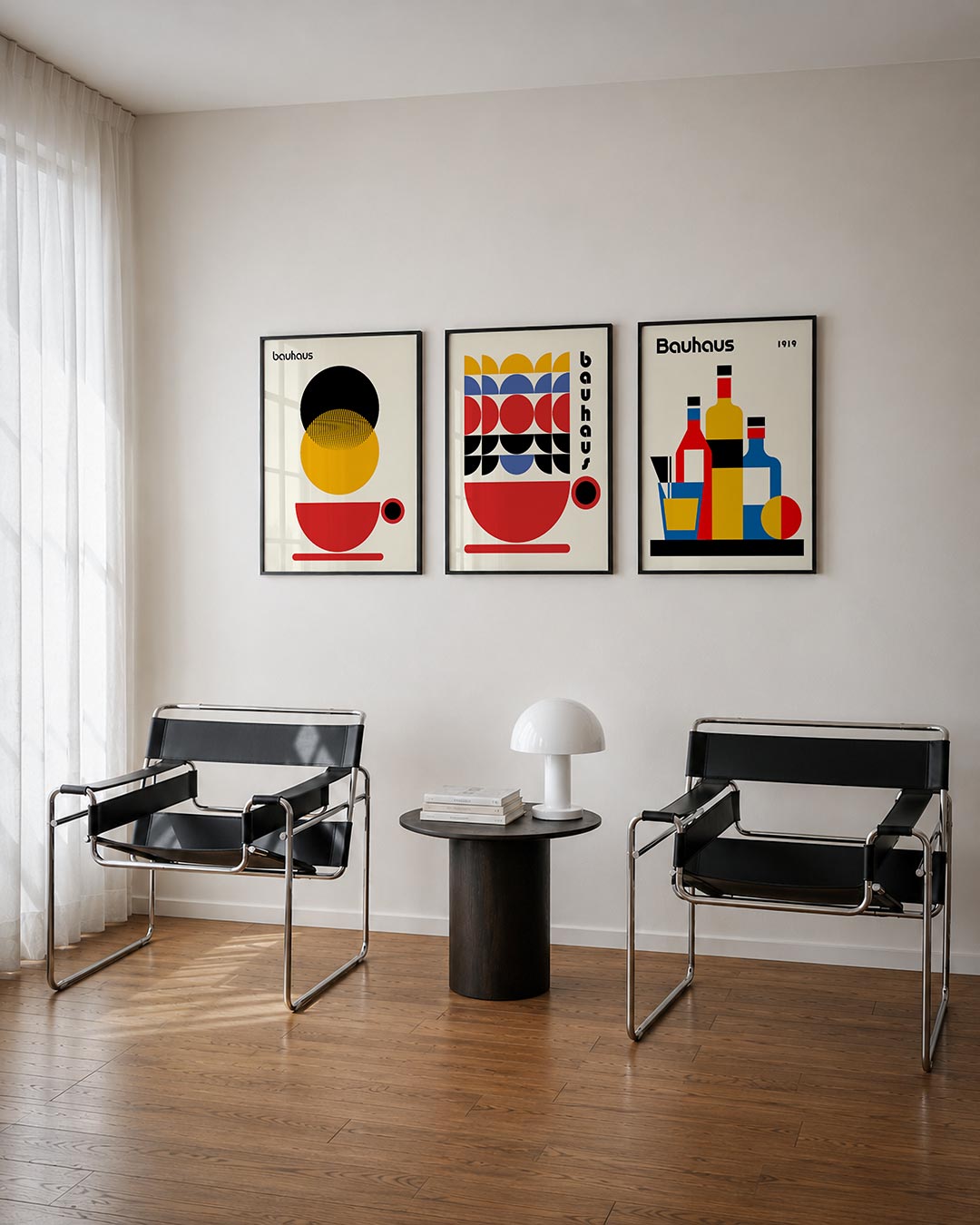 Vormen en vlakkenspel driedelige posterset – deze posterset in drie delen toont een speelse combinatie van cirkels en halve