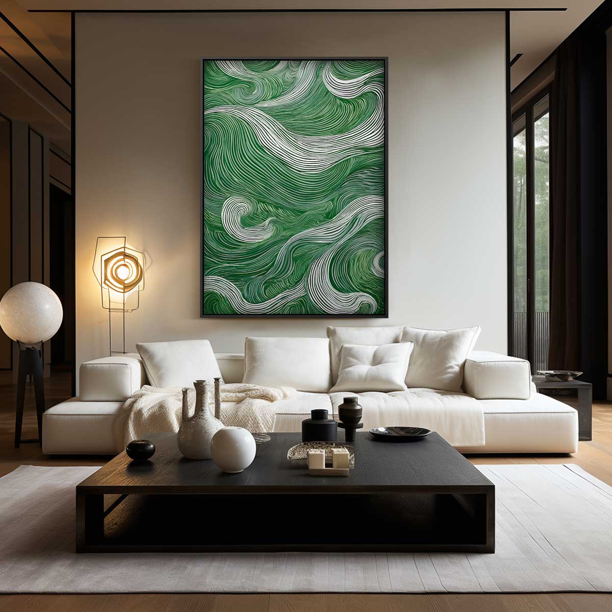 Groen Getijden – modern portret kunstwerk van WallArtistic
