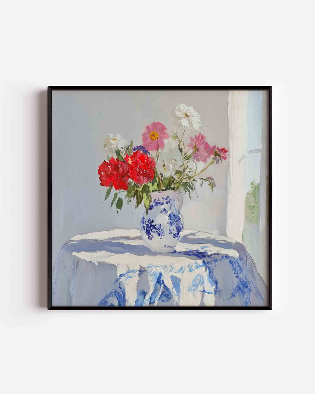Bloemen in vaas – moderne vierkante poster als wanddecoratie