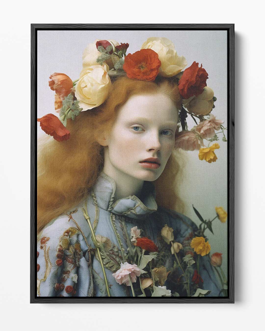 Bloemenpracht in Portret – portret kunstwerk als wanddecoratie