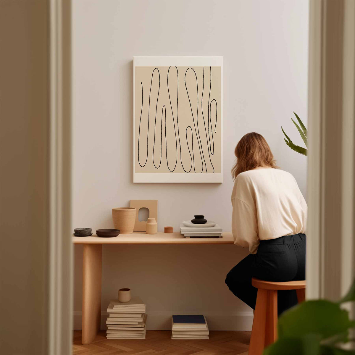 Zachte Lijnen Abstract – modern portret kunstwerk van WallArtistic